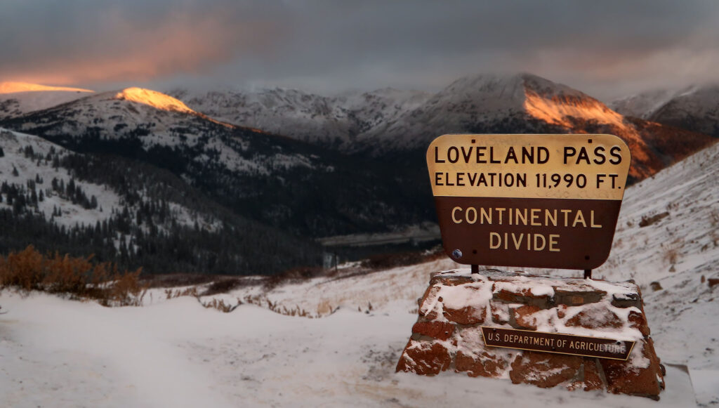 Loveland Pass at sunrise in early October.