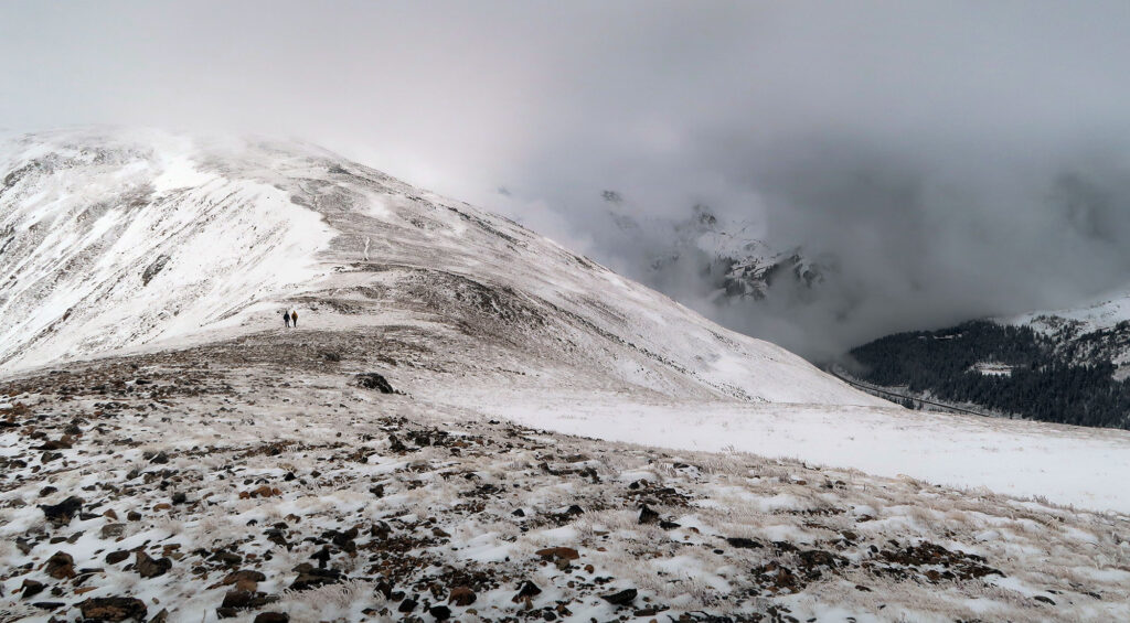 Looking back towards Cupid, the "East Wall" and dramatic clouds.
