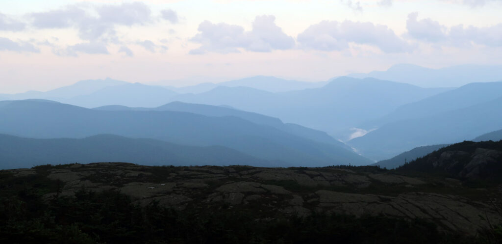 The White Mountains at dawn, seen near Mount Eisenhower on the Presidential Range Traverse.