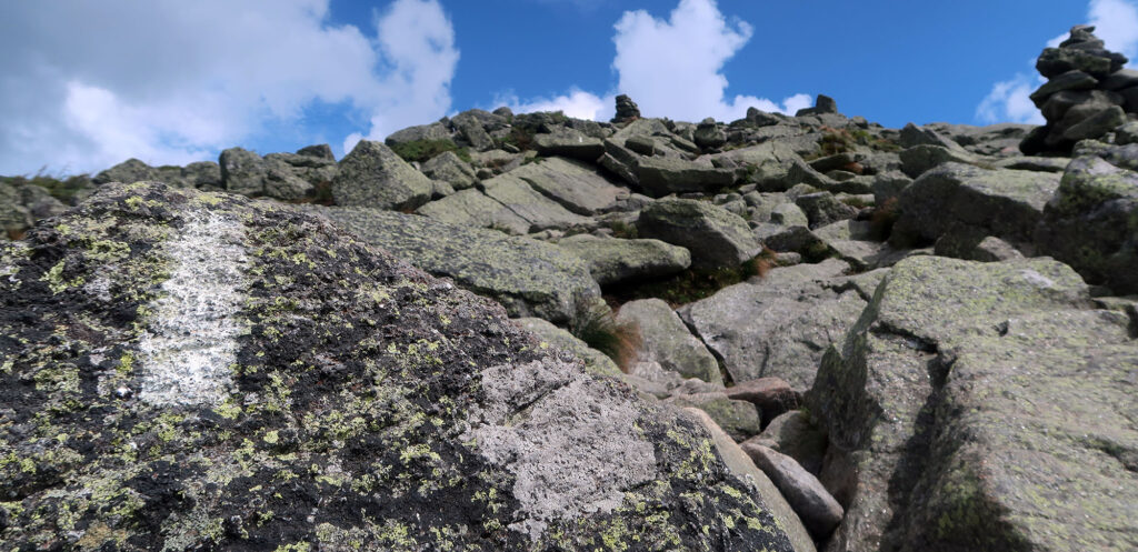 Blue skies atop Mount Madison, the northernmost summit of the Presidential Traverse.