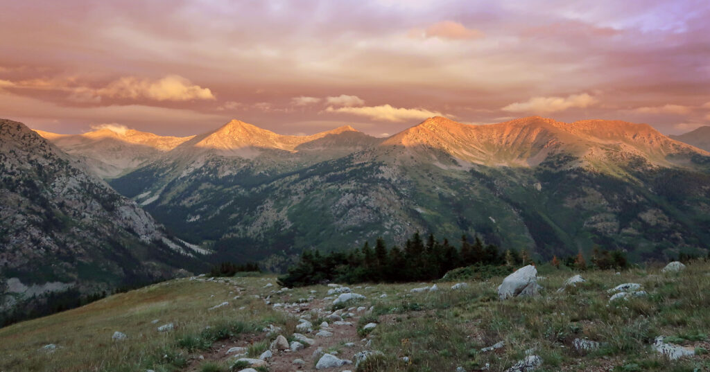 Alpenglow at sunrise in the Sawatch.
