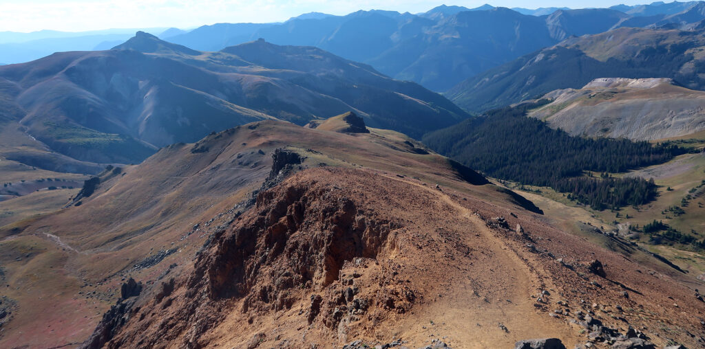 Looking down towards the saddle.