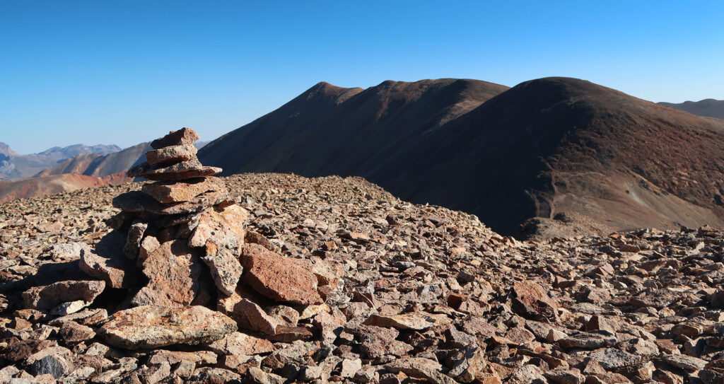 The traverse between Redcloud and Sunshine peaks.
