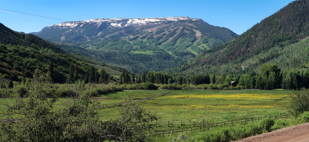Snowmass ski resort, seen en route to climb Snowmass Mountain, a nearby 14er.