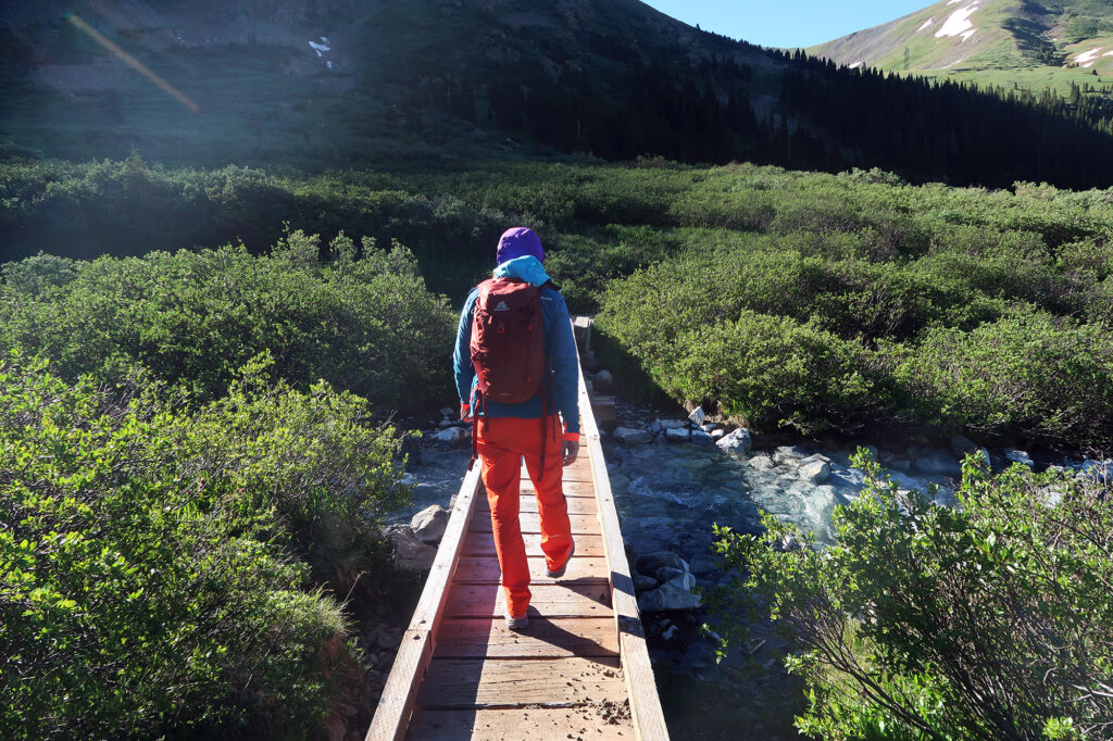 Crossing Peru Creek, near the start of the trail.