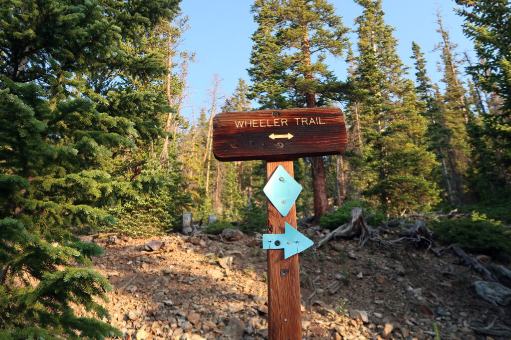 The route to Father Dyer Peak's East Ridge begins with a brief stint along the Wheeler Trail.