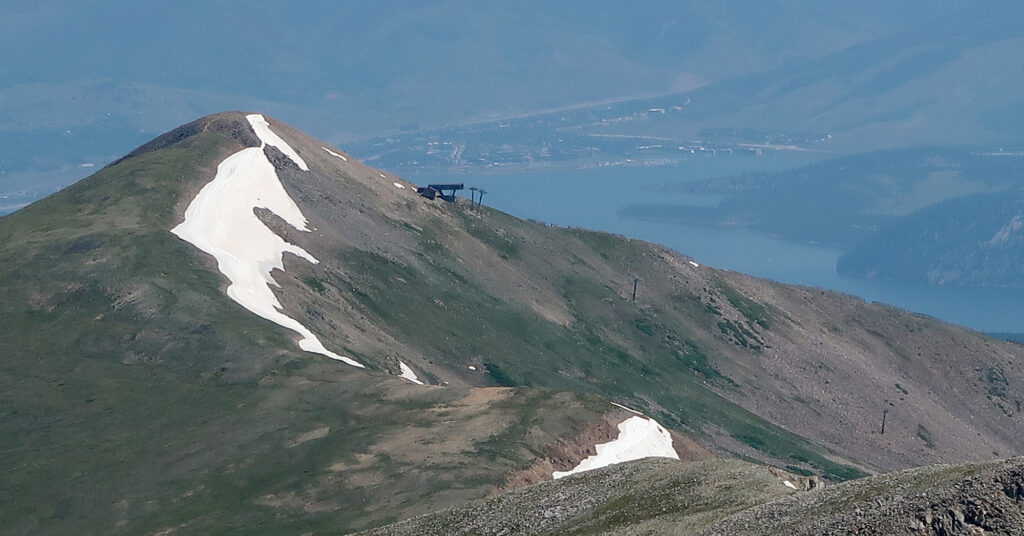 Peak 8 and Imperial Bowl, at Breckenridge, from Crystal Peak, with the Dillon Reservoir in the background.