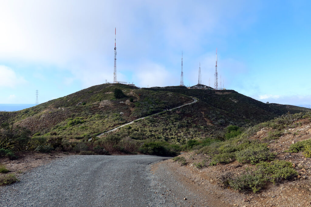 The gravel road along the ridgeline.