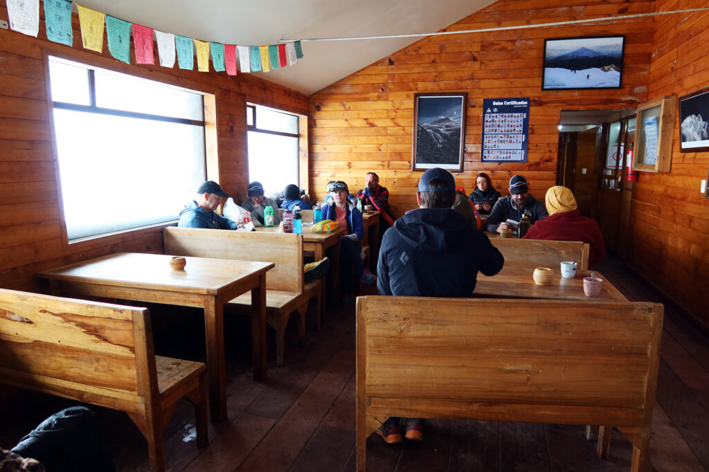 Relaxing at the hut.