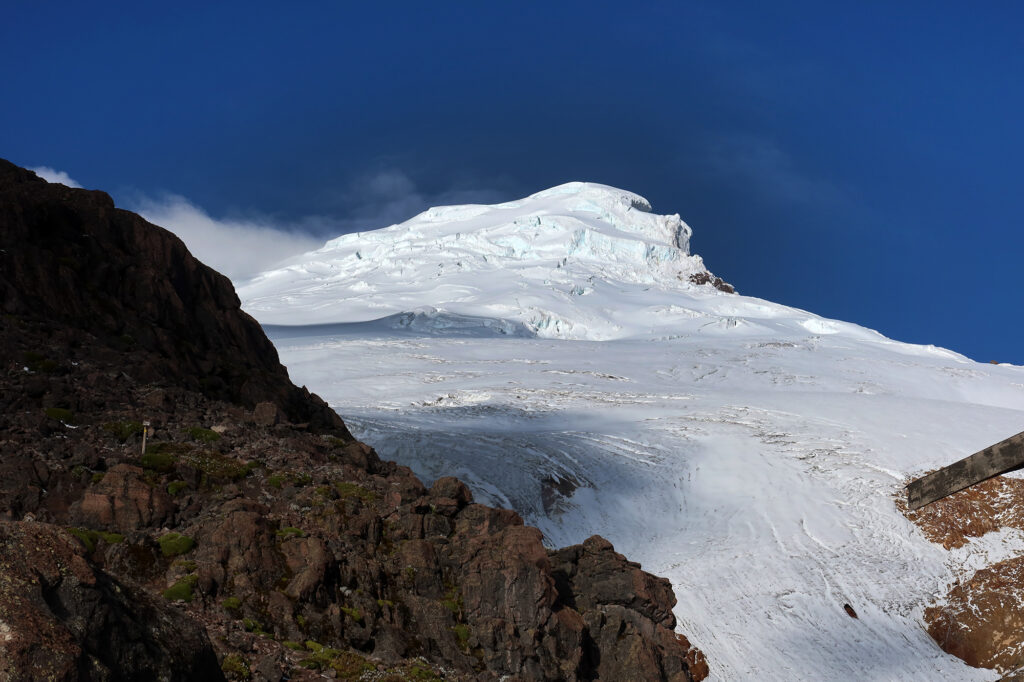 Cayambe's summit loomed above the upper hut. It was kind of surreal to see crevasses on the Equator!