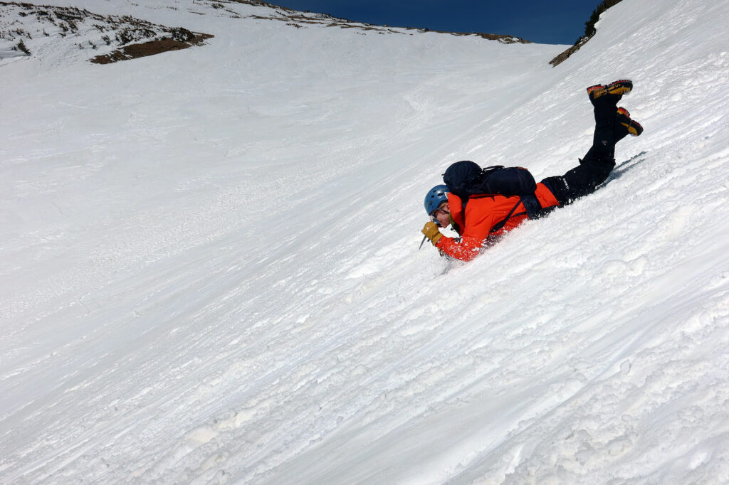 Practing self arrest on St Mary's Glacier, head first ...