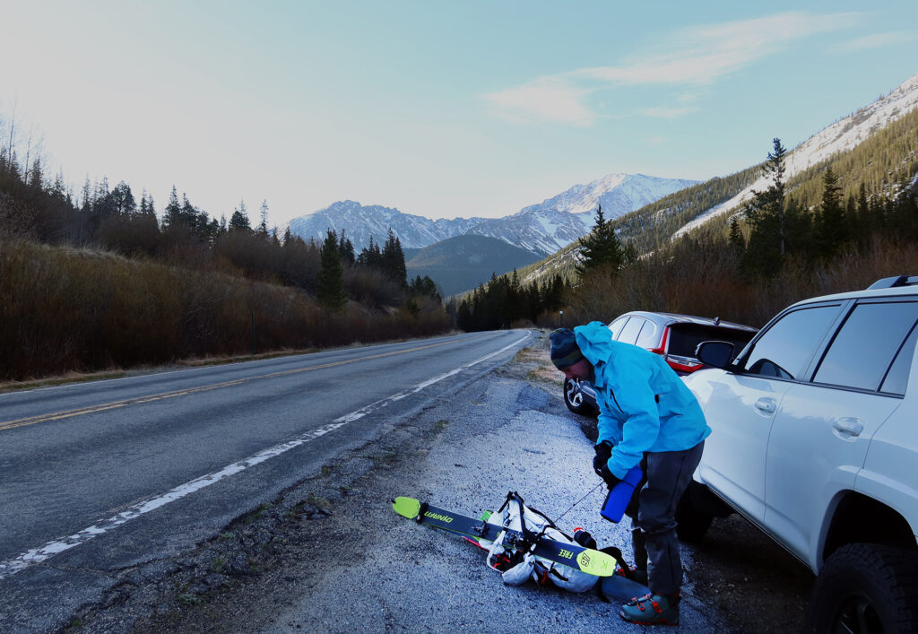 Gearing up for Lackawanna alongside CO-82, the road to Independence Pass from Twin Lakes.