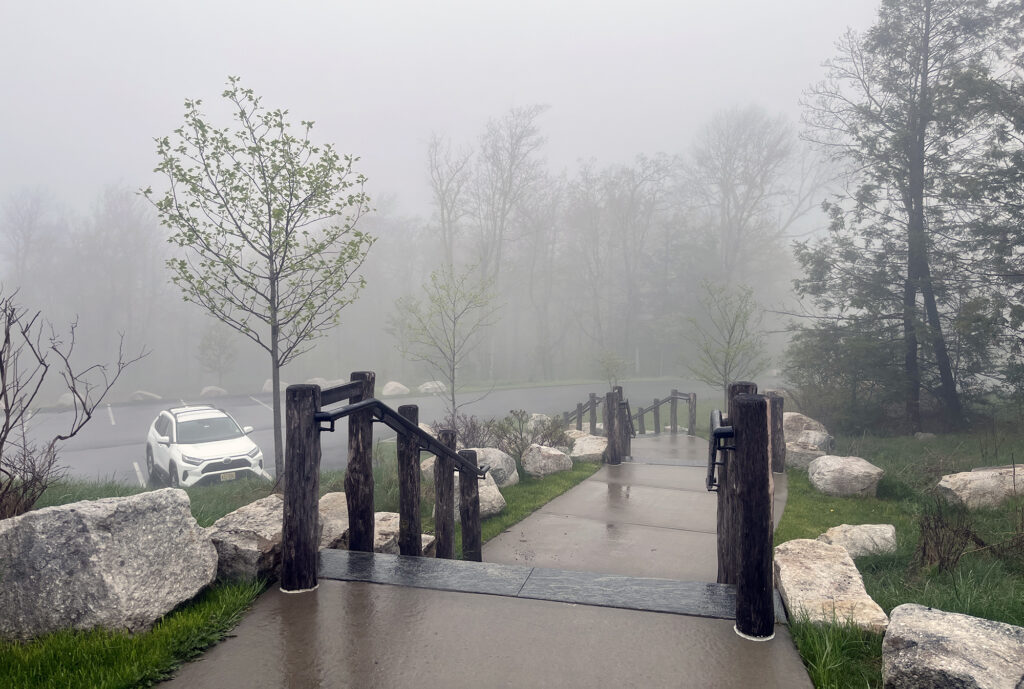 Impressive, recent landscaping at the visitor center for Lake Minnewaska State Park.